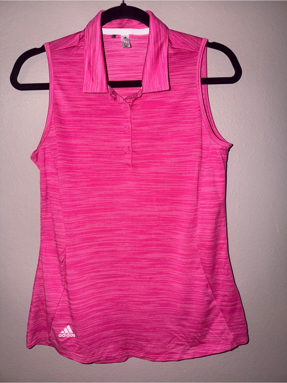 adidas Pink Heathered Sleeveless Polo Tank